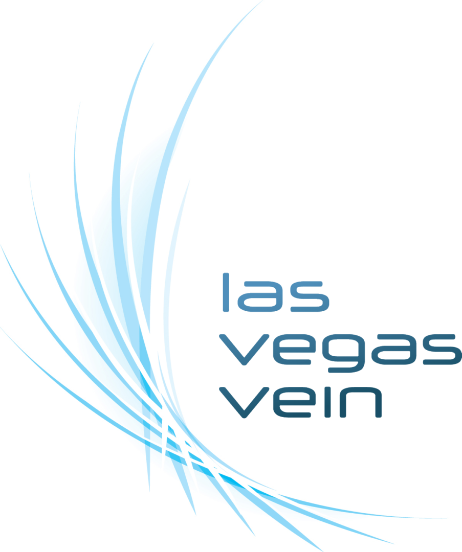 A blue and white logo for las vegas vein.